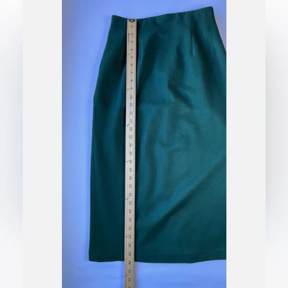 Vintage Savannah Dark Green Wool Midi Pencil Skirt